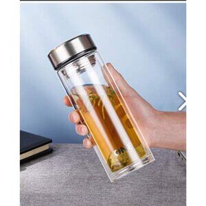 ONEISALL Tea Infuser 20oz Glass Water Bottle Double Walled Tea Tumbler Excellent